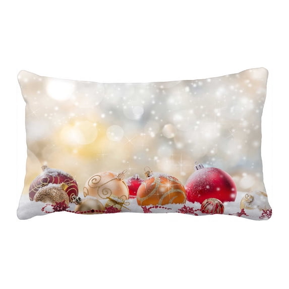 PKQWTM Christmas Balls Snow Bed Decor Pillow Cases Zippered Cushion Cover Size 20x30 Inches