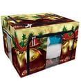 thumbnail image 1 of PKQWTM Christmas Bells Bow Red and Gold Storage Bag Clear Window Storage Bins Boxes Large Capacity Foldable Stackable Organizer With Steel Metal Frame For Bedding,Clothes,Closets, Bedrooms, 1 of 3