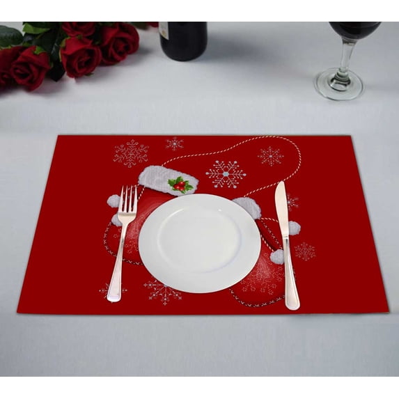 PKQWTM Christmas Gift Mittens Kitchen Dining Table Mats Placemats Size 12x18 Inches, Set of 2 Pieces