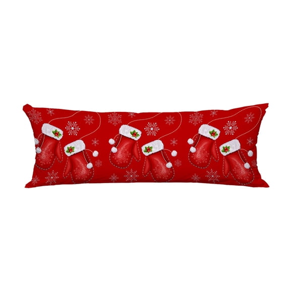 PKQWTM Christmas Gift Mittens Long Body Pillow Case Cover Pillow Cushion Size 20x60 Inches
