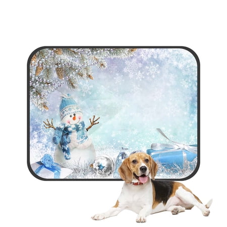 PKQWTM Christmas Greeting Card Pine Branches Snowman And Gifts Pet Dog Cat Bed Pee Pads Mat Cushion Potty Dogs Blankets Crate Bed Kennel 36x48 inch