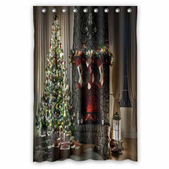 PKQWTM Christmas Interior WaterProof Polyester Fabric Shower Curtain Size 48x72 Inches