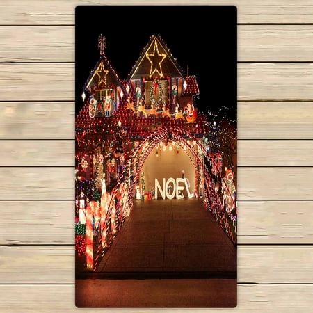 PKQWTM Christmas Light Displays Microfiber Bath Towels Bathroom Body Shower Towel Size 30x56 Inches