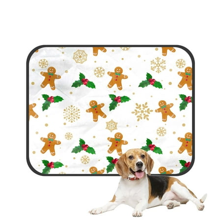 PKQWTM Christmas New Year holly gingerbread man white Pet Dog Cat Bed Pee Pads Mat Cushion Potty Dogs Blankets Crate Bed Kennel 14x18 inch