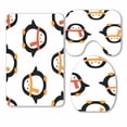 thumbnail image 1 of PKQWTM Christmas Penguin In Scarf 3 Piece Bathroom Rugs Set Bath Rug Contour Mat and Toilet Lid Cover, 1 of 2