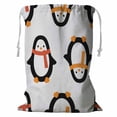 thumbnail image 1 of PKQWTM Christmas Penguin In Scarf Storage Basket Laundry Bag with Drawstring Size 18x24 Inch, 1 of 3