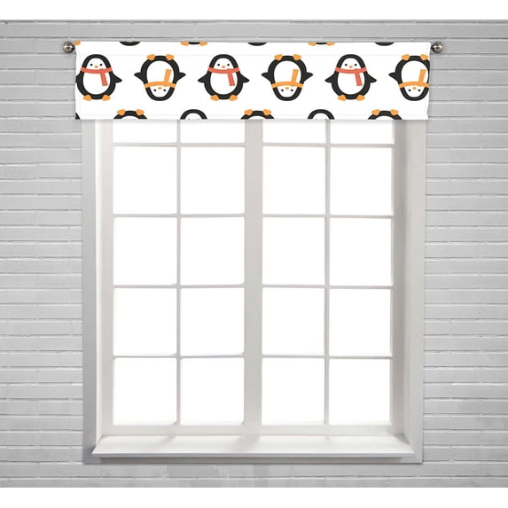 PKQWTM Christmas Penguin In Scarf Window Curtain Valance Rod Pocket 54x12 inch