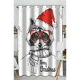 thumbnail image 1 of PKQWTM Christmas Raccoon Dressed A New Year Hat And Scarf Practical heat insulation Shading Window Curtain Size 52(W)x84(H) inches(One Piece), 1 of 1