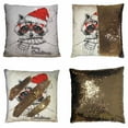 thumbnail image 1 of PKQWTM Christmas Raccoon Dressed A New Year Hat And Scarf Reversible Mermaid Cushion Cover Home Decor Sequin Pillow Case Size 16x16 inches, 1 of 2