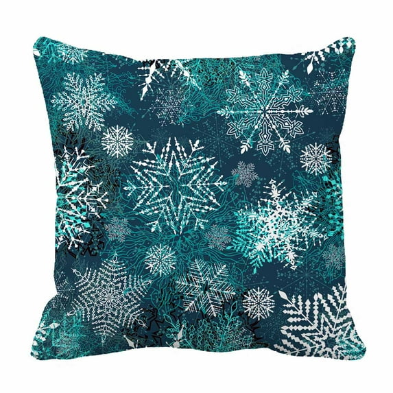 PKQWTM Christmas Snowflakes Bed Decor Pillow Cases Zippered Cushion Cover Size 20x20 Inches