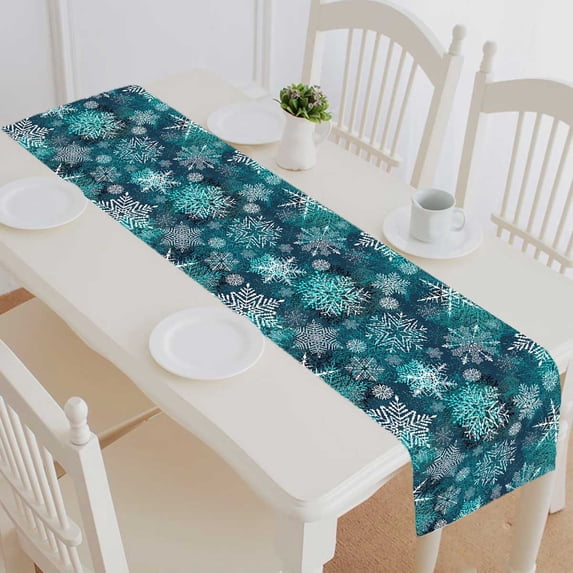 PKQWTM Christmas Snowflakes Cotton and Linen Table Runner Kitchen Dining Room Supplies Size 16x72 Inch