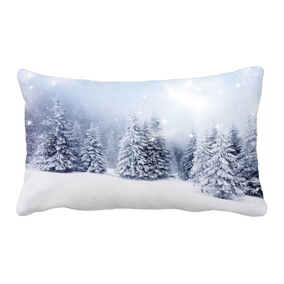 PKQWTM Christmas Snowy Fir Trees Bed Decor Pillow Cases Zippered Cushion Cover Size 20x30 Inches