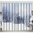 thumbnail image 1 of PKQWTM Christmas Snowy Fir Trees Practical heat insulation Shading Window Curtain Size 52(W) x 84(H) inches (Two Piece), 1 of 1