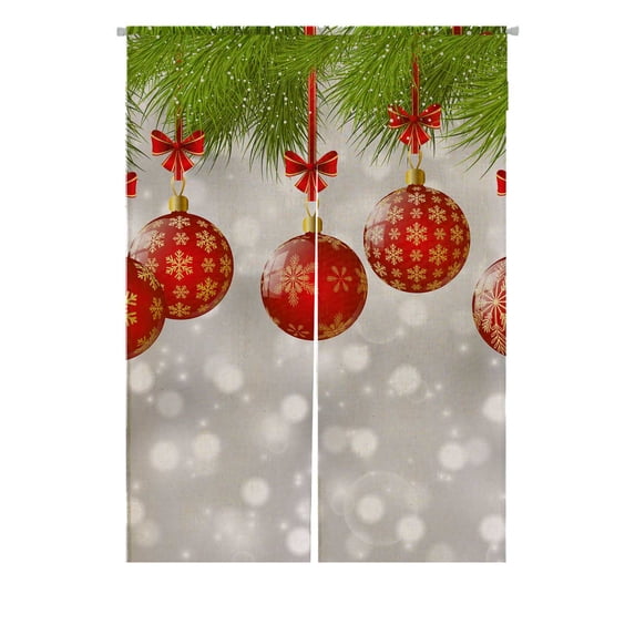 PKQWTM Christmas Tree Branches Red Balls Door Curtain Window Cover Home Decor Hanging Curtain Size 85x120 CM
