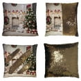 thumbnail image 1 of PKQWTM Christmas Tree Fire Place Toy Bear Candles Gifts Reversible Mermaid Cushion Cover Home Decor Sequin Pillow Case Size 20x20 inches, 1 of 2