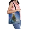 thumbnail image 1 of PKQWTM Christmas Tree Gifts Snowy Landscape Fir Trees Canvas Shoulder Bags Handbags Tote Bags Shopping Bag, 1 of 2