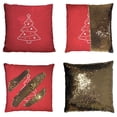 thumbnail image 1 of PKQWTM Christmas Tree Line Icon On Red Reversible Mermaid Cushion Cover Home Decor Sequin Pillow Case Size 20x20 inches, 1 of 2