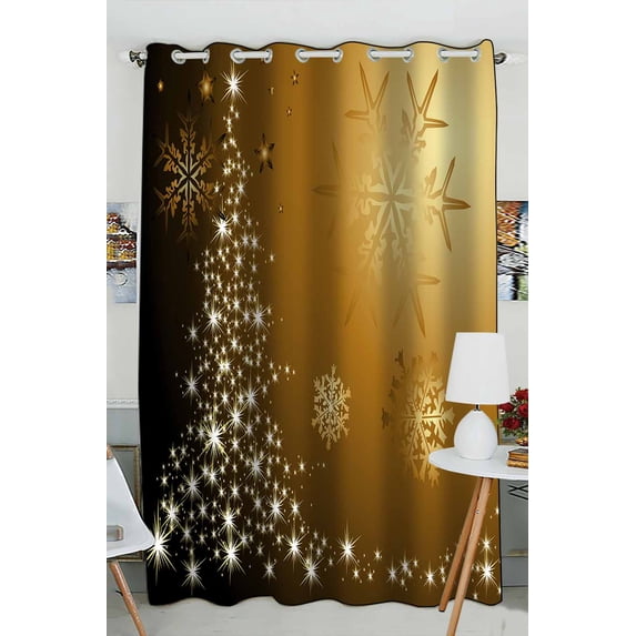PKQWTM Christmas Tree Practical heat insulation Shading Window Curtain Size 52(W)x84(H) inches(One Piece)