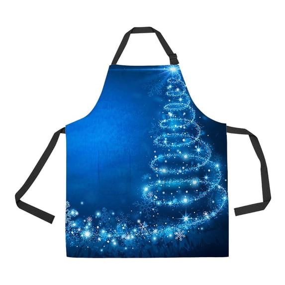 PKQWTM Christmas Tree Unisex Adjustable Bib Apron with Pockets for Commercial Restaurant and Home Kitchen Use