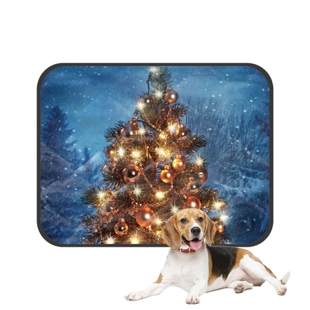PKQWTM Christmas Tree with Lights in Winter Happy New Year Pet Dog Cat Bed Pee Pads Mat Cushion Potty Dogsblankets Crate Bed Kennel 36x48 inch