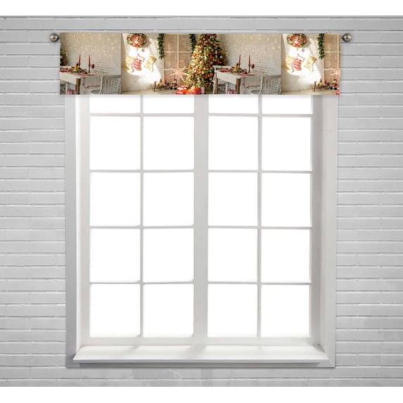PKQWTM Christmas Window Curtain Valance Rod Pocket 54x12 inch