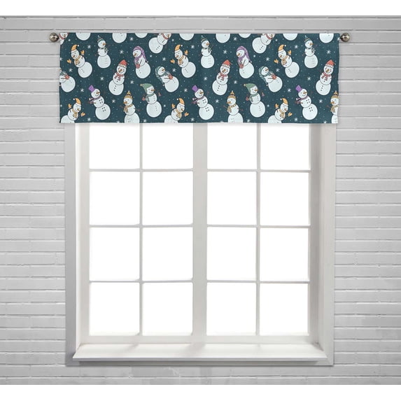 PKQWTM Christmas cute snowmen falling snow Window Curtain Valance Rod Pocket 54x18 inch