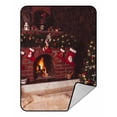thumbnail image 1 of PKQWTM Christmas decorated fireplace tree Blanket Crystal Velvet Throw Bed Blanket 58x80 inches, 1 of 1