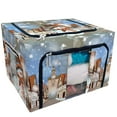 thumbnail image 1 of PKQWTM Christmas snowman cute street vintage houses Storage Bag Clear Window Storage Bins Boxes Large Capacity Foldable Stackable Organizer With Steel Metal Frame For Bedding,Clothes,Closets, Bedrooms, 1 of 3