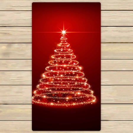 PKQWTM Christmas tree on red background Microfiber Bath Towels Bathroom Body Shower Towel Size 30x56 Inches