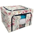 thumbnail image 1 of PKQWTM Classic Vintage Flower Pattern On Green Background Storage Bag Clear Window Storage Bins Boxes Large Capacity Foldable Stackable Organizer With Steel Metal Frame For Clothes,Closets, Bedrooms, 1 of 3