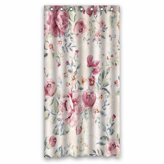 PKQWTM Classic Vintage Flower Pattern On Green Background WaterProof Polyester Fabric Shower Curtain Size 36x72 Inches