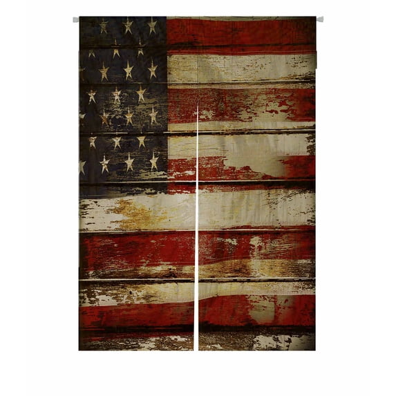 PKQWTM Closeup American Flag Boards Door Curtain Window Cover Home Decor Hanging Curtain Size 85x120 CM