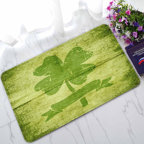 PKQWTM Clover With Four Leaves In Grunge Style In The Paper Home Decor Floor Mat Area Rug Doormat Size 18x30 Inches