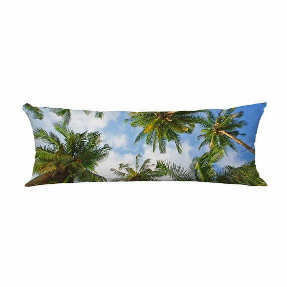 PKQWTM Coconut palm trees perspective view Long Body Pillow Case Cover Pillow Cushion Size 20x60 Inches