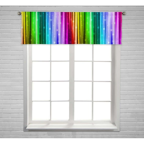 PKQWTM Colored Striped Stardust Window Curtain Valance Rod Pocket 54x18 inch