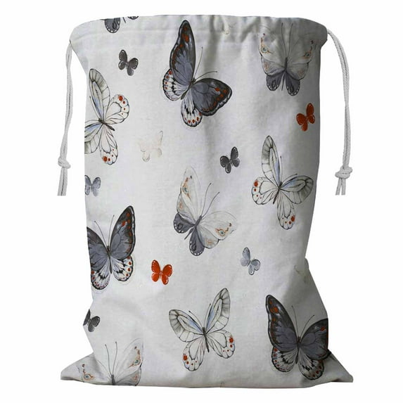 PKQWTM Colorful Butterflies Storage Basket Laundry Bag with Drawstring Size 18x24 Inch