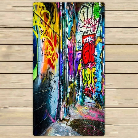 PKQWTM Colorful Designs Graffiti Alley Baltimore Maryland Microfiber Bath Towels Bathroom Body Shower Towel Size 30x56 Inches