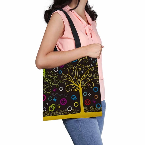 PKQWTM Colorful Dream Landscape Canvas Shoulder Bags Handbags Tote Bags Shopping Bag