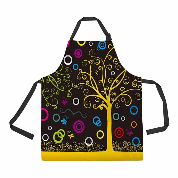 PKQWTM Colorful Dream Landscape Unisex Adjustable Bib Apron with Pockets for Commercial Restaurant and Home Kitchen Use