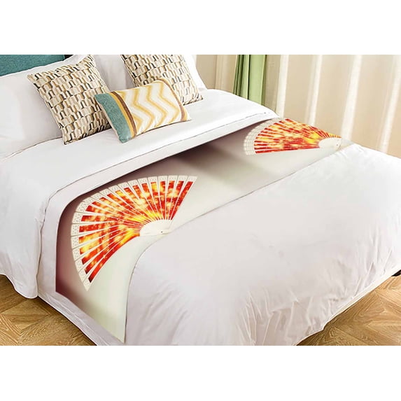 PKQWTM Colorful Hand Fan Gray 3D Bed Runner Bedroom Bedding Decor Bedding Scarf Size 20x95 inches