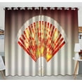 thumbnail image 1 of PKQWTM Colorful Hand Fan Gray 3D Practical heat insulation Shading Window Curtain Size 52(W)x84(H) inches(Two Piece), 1 of 1
