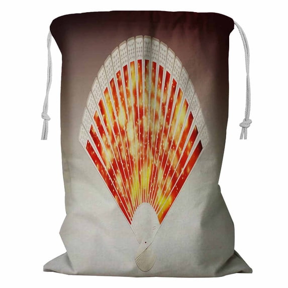 PKQWTM Colorful Hand Fan Gray 3D Storage Basket Laundry Bag with Drawstring Size 24x32 Inch