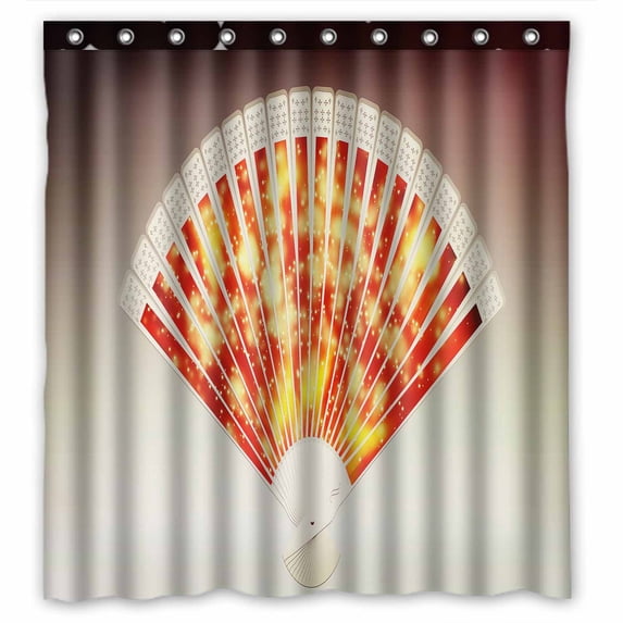 PKQWTM Colorful Hand Fan Gray 3D WaterProof Polyester Fabric Shower Curtain Size 66x72 Inches