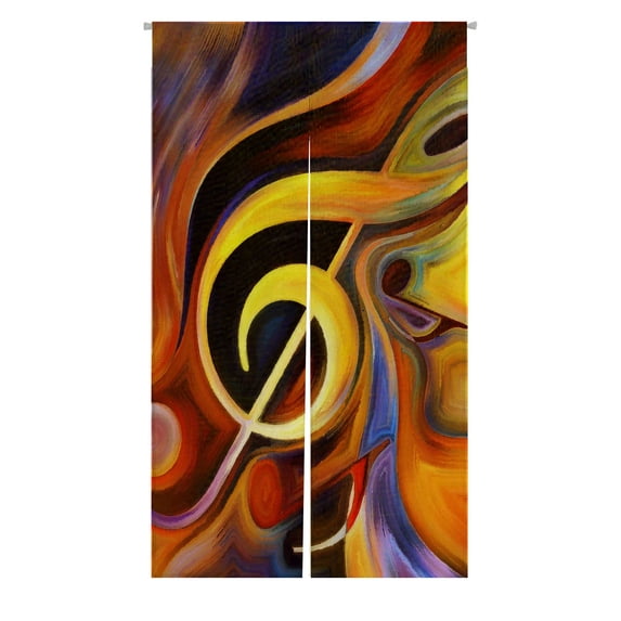 PKQWTM Colorful Musical Shapes Metaphor Door Curtain Window Cover Home Decor Hanging Curtain Size 85x150 CM