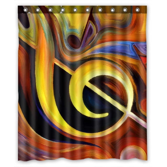 PKQWTM Colorful Musical Shapes Metaphor WaterProof Polyester Fabric Shower Curtain Size 60x72 Inches