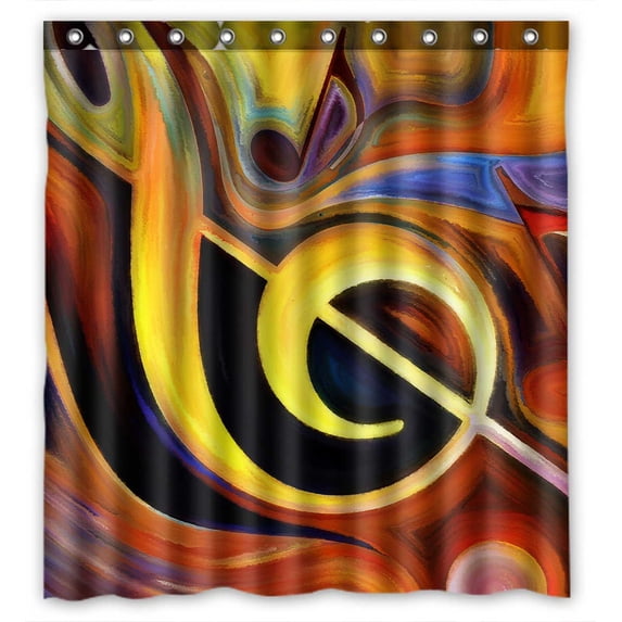PKQWTM Colorful Musical Shapes Metaphor WaterProof Polyester Fabric Shower Curtain Size 66x72 Inches