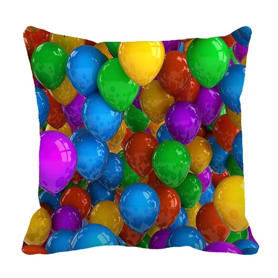 PKQWTM Colorful Party Balloon Dozens Of Balloons Bed Decor Pillow Cases Zippered Cushion Cover Size 20x20 Inches