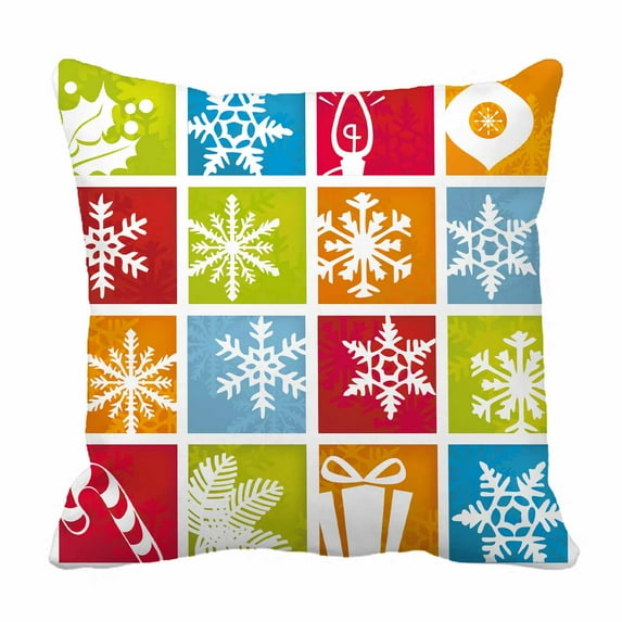 PKQWTM Colorful Winter Bed Decor Pillow Cases Zippered Cushion Cover Size 18x18 Inches