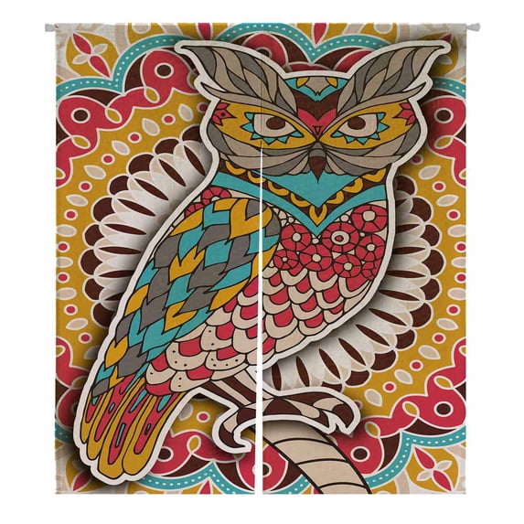 PKQWTM Coloring Book Page Owl Door Curtain Window Cover Home Decor Hanging Curtain Size 105x120 CM