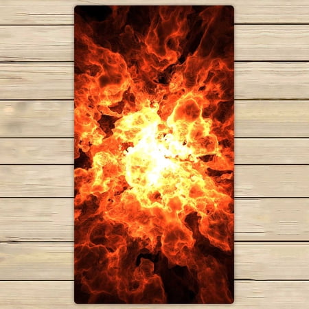 PKQWTM Computer Generated Fireball Explosion Black Space Microfiber Bath Towels Bathroom Body Shower Towel Size 30x56 Inches